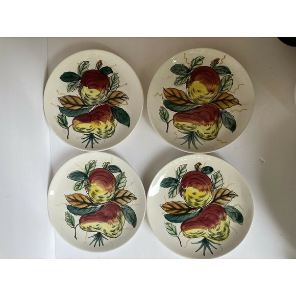 Hand Painted Ironstone Ware Set Of 4 6” Plates Made in JAPAN Fruit - Picture 1 of 9